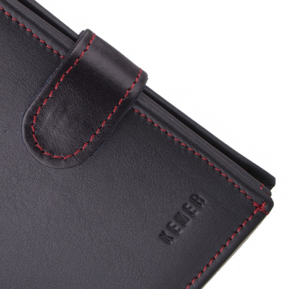 Portfel męski skórzany KEMER P4J LK Czarny / Czerwony - min. zamówienie 20 / 50 / 100 szt.