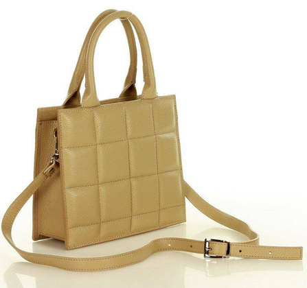 MARCO MAZZINI Nietuzinkowa Torebka kuferek skóra naturalna oryginale leather bag beż cappuccino - min. zamówienie 20 / 50 / 100 szt.