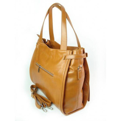 Duża włoska torebka  Vera Pelle na ramię ,pojemna Camel  WLB199C