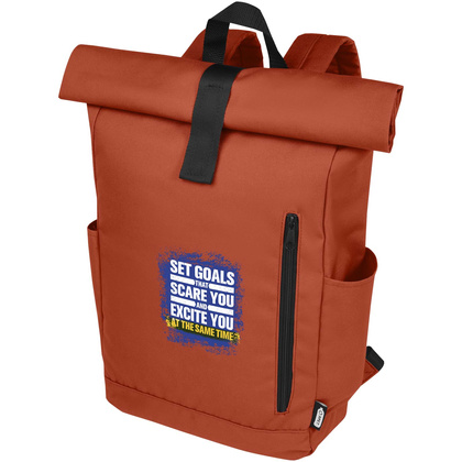 Byron plecak na laptopa 15,6 cala z tworzywa RPET z certyfikatem GRS z zawijanym zamknięciem, 18 l