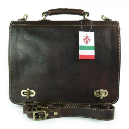 Teczka , męska aktówka ,skóra naturalna dwie przegrody Czekoladowa TM76T