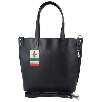 Włoska torebka skórzana na ramię ,shopper mieści A4 ,Vera Pelle ,Szara  SB586G