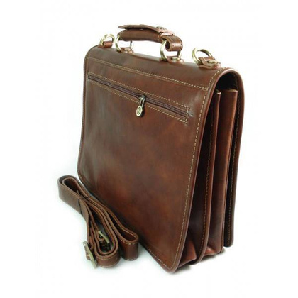 Teczka , męska aktówka ,skóra naturalna dwie przegrody Brązowa TM76M