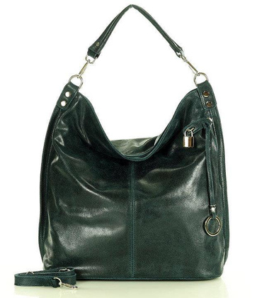 Ponadczasowa torebka worek skórzana MAZZINI - Renella szmaragdowy zielony - min. zamówienie 20 / 50 / 100 szt.