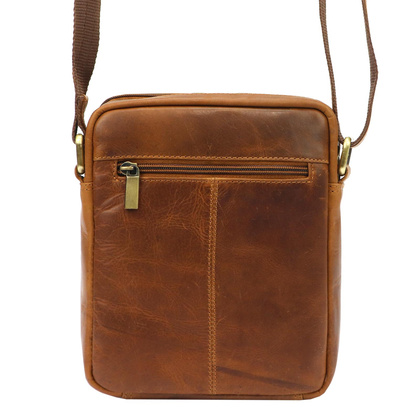 Klasyczna męska saszetka na ramię, torebka, ze skóry naturalnej