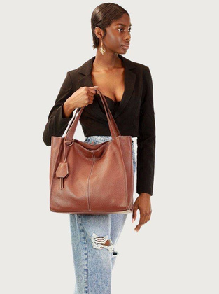 Modny skórzany shopper MAZZINI - Portofino Max brąz - min. zamówienie 20 / 50 / 100 szt.