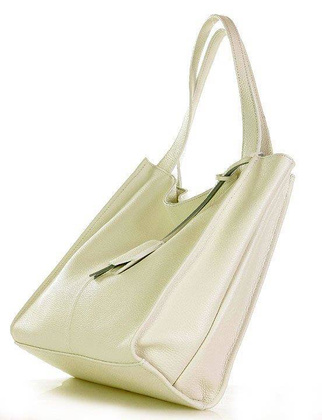 Modny skórzany shopper MAZZINI - Portofino Max biały - min. zamówienie 20 / 50 / 100 szt.