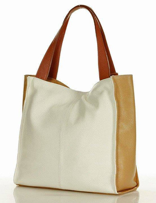 Modny skórzany shopper MAZZINI - Portofino Max multi biały - min. zamówienie 20 / 50 / 100 szt.