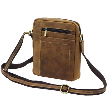 Klasyczna saszetka męska, na ramię, skóra naturalna