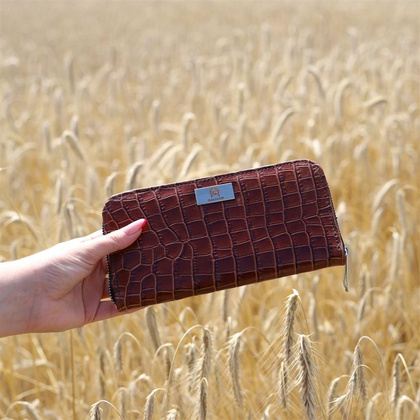 P-02 Portfel skórzany Korona - croc.brąz KEMER