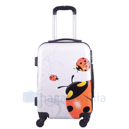 Mała kabinowa walizka KEMER RGL PRINT S Biedronka Biało Czerwona