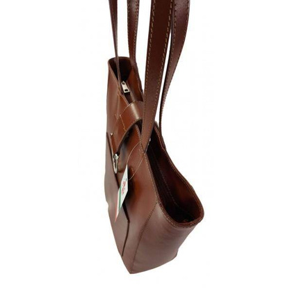 Duży shopper bag na ramię Vera Pelle , Włoska skórzana torba Brązowa  SBKB11M KEMER