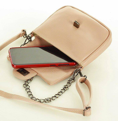 Mini torebka etui na telefon na pasku wizytowa listonoszka phone pouch - MARCO MAZZINI pudrowy róż - min. zamówienie 20 / 50 / 100 szt.