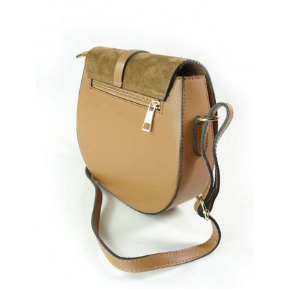 LISTONOSZKA SKÓRZANA TOREBKA CHLEBAK  ZŁOTO ZAMSZ CAMEL VP116C
