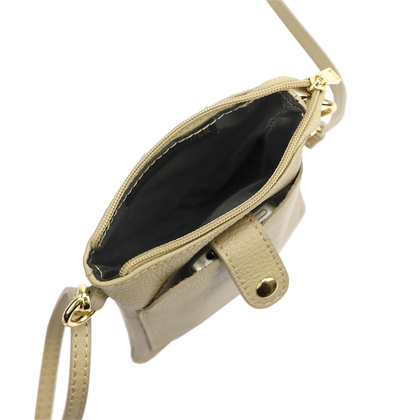 Torebka etui na smartfon, skóra naturalna, pasek