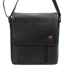 Klasyczna saszetka męska, torba na ramię, skóra naturalna