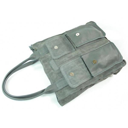 SZARY ZAMSZOWY WOREK  VERA PELLE KIESZENIE SKÓRA POJEMNA TORBA XXL A4  BYC88G KEMER