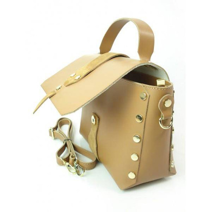 Kuferek listonoszka A5 złote dżety + zamsz camel Vera Pelle   VPK789C