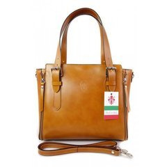 Włoska torebka skórzana, kuferek mieści A4 ,Vera Pelle ,Camel  V884C