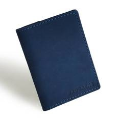 Granatowy cienki portfel ze skóry naturalnej z bilonem slim wallet BRØDRENE SW04 - min. zamówienie 20 / 50 / 100 szt.