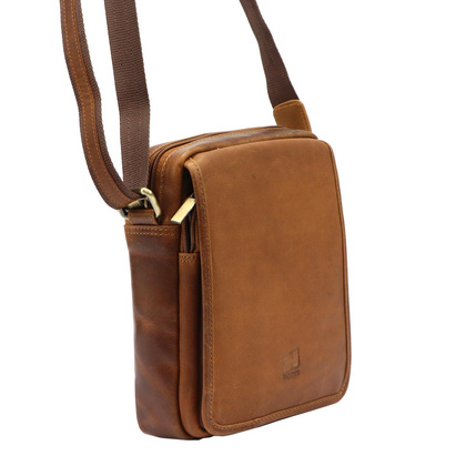 Klasyczna saszetka-torebka męska, skóra naturalna