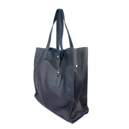 TOREBKI SKÓRZANE ZE SKÓRY NATURALNEJ SHOPPER BAG  GENUINE LEATHER NA RAMIĘ  A4  GRANATOWA  GL46BS