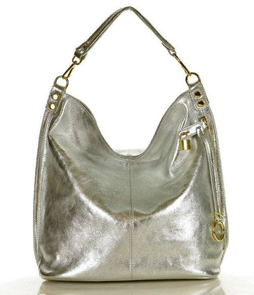 Ponadczasowa torebka worek skórzana MAZZINI - Renella srebrny - min. zamówienie 20 / 50 / 100 szt.