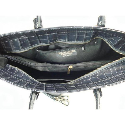 TOREBKI ALIGATOR GRAFIT WŁOSKA SKÓRA POJEMNA TECZKA KUFER A4  TA5044G2