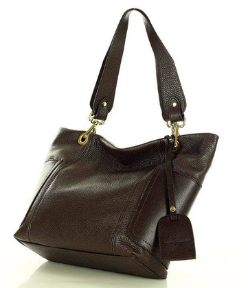 Skórzana torba damska w trapez na ramię sholder genuine leather bag - MARCO MAZZINI ciemny brąz caffe - min. zamówienie 20 / 50 / 100 szt.