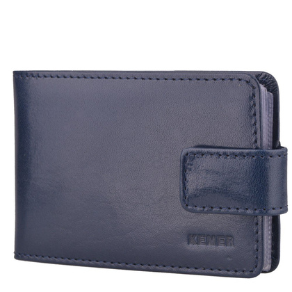 Etui na wizytówki / karty skórzane KEMER W-2 Granatowe - min. zamówienie 20 / 50 / 100 szt.