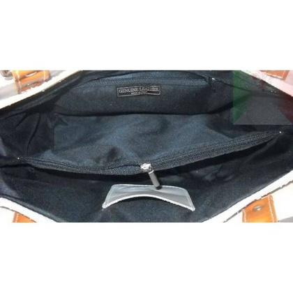 VERA PELLE TOREBKI  SKÓRZANE NA RAMIĘ  A4  BEŻ Z BRĄZEM  V19TN