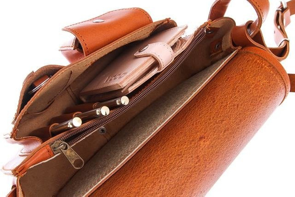 Torebka listonoszka skóra KEMER VOOC Vintage P26 Koniak