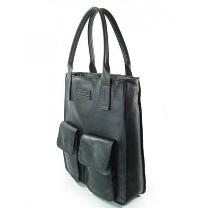 WOREK VERA PELLE KIESZENIE WŁOSKA SKÓRA POJEMNA XXL A4  CZARNA  BY44N