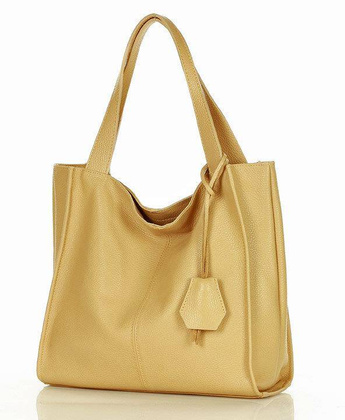 Modny skórzany shopper MAZZINI - Portofino Max karmelowy beż - min. zamówienie 20 / 50 / 100 szt.