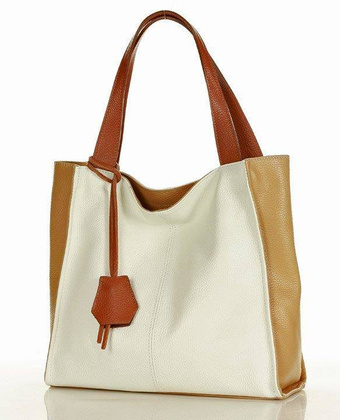 Modny skórzany shopper MAZZINI - Portofino Max multi biały - min. zamówienie 20 / 50 / 100 szt.