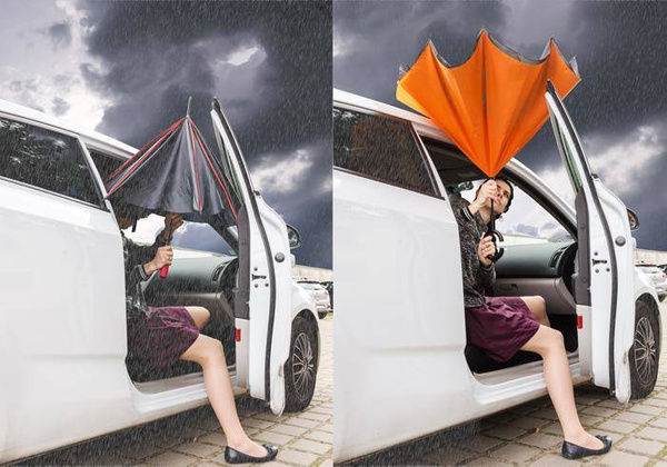 Parasol KEMER REVERS Czarno Pomarańczowy