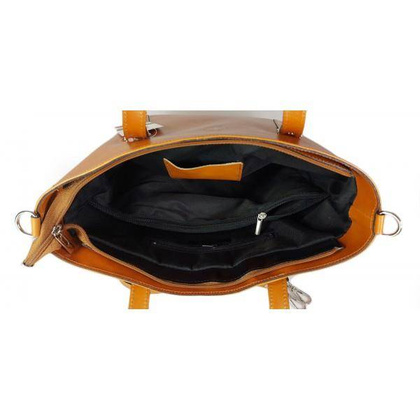 Klasyczna Włoska torebka skórzana na ramię mieści A4 ,Vera Pelle ,  Camel MVN14C