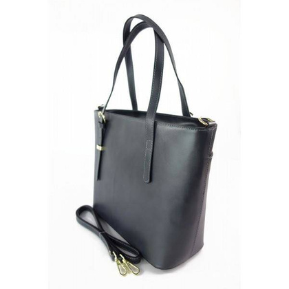 Włoska skórzana torebka na ramię Vera Pelle ,złote okucia,format A4, Szara GL55G