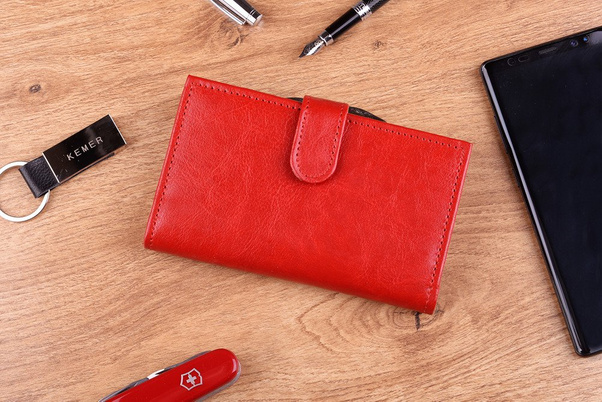 Portfel damski skórzany KEMER P13 Czerwony