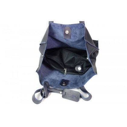 TOREBKI SKÓRZANE ZE SKÓRY NATURALNEJ SHOPPER BAG  GENUINE LEATHER NA RAMIĘ  A4  GRANATOWA  GL46BS
