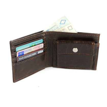 P-03 Portfel skórzany męski - gnieciony brąz KEMER