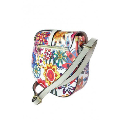 Listonoszka,przewieszka ,skórzany chlebak w kwiaty złote okucia   VP116K1