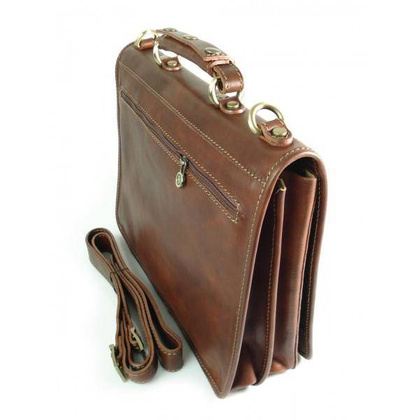 Teczka , męska aktówka ,skóra naturalna dwie przegrody Brązowa TM76M