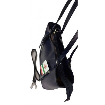 Torebka na ramię Vera Pelle ,Włoski skórzany kuferek format A4, Granatowa  KM446BS