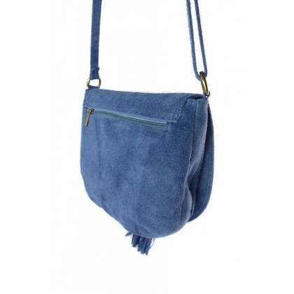 Zamszowa listonoszka ,chlebak  Vera Pelle ,pojemna przewieszka A5 Niebieska  VP490BL