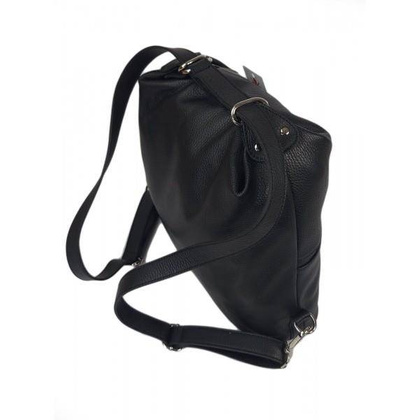 Torebko plecak,Włoski worek na ramię Vera Pelle,pojemny A4 STZ34N czarny