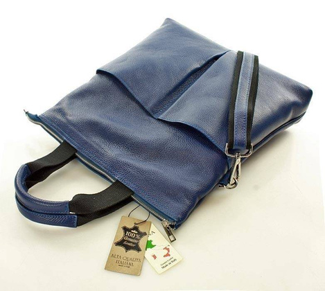 Nowoczesna torebka skórzana MAZZINI - Gala New granatowa - min. zamówienie 20 / 50 / 100 szt.
