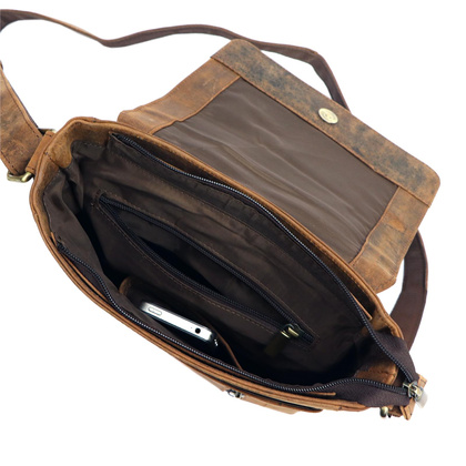 Klasyczna saszetka męska, skóra nubuk, na ramię