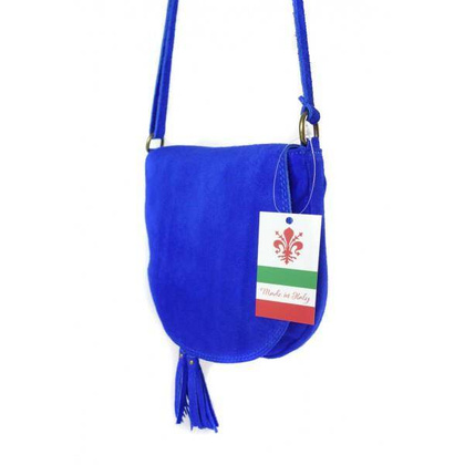 Zamszowa listonoszka ,chlebak  Vera Pelle ,pojemna przewieszka A5 Chabrowa  VP490BB2