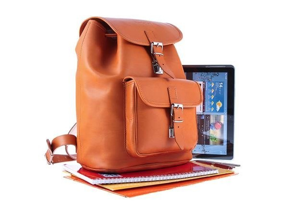 Duży plecak skórzany KEMER VOOC Vintage P38 koniak